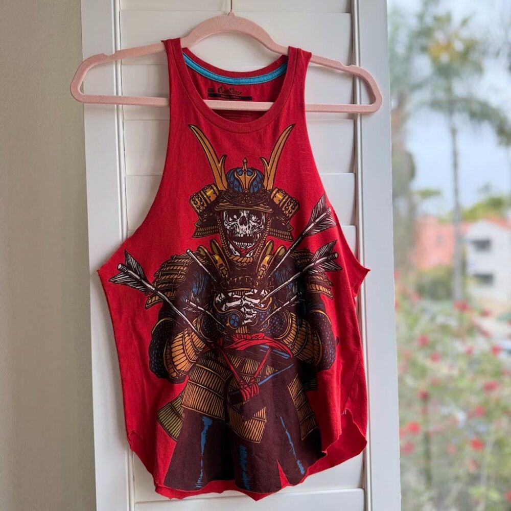 Dead Samurai Arrow Graphic Print Racerback Tank Top in Red size Small